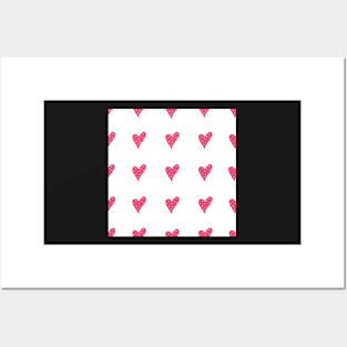 Pink Heart Pattern Posters and Art